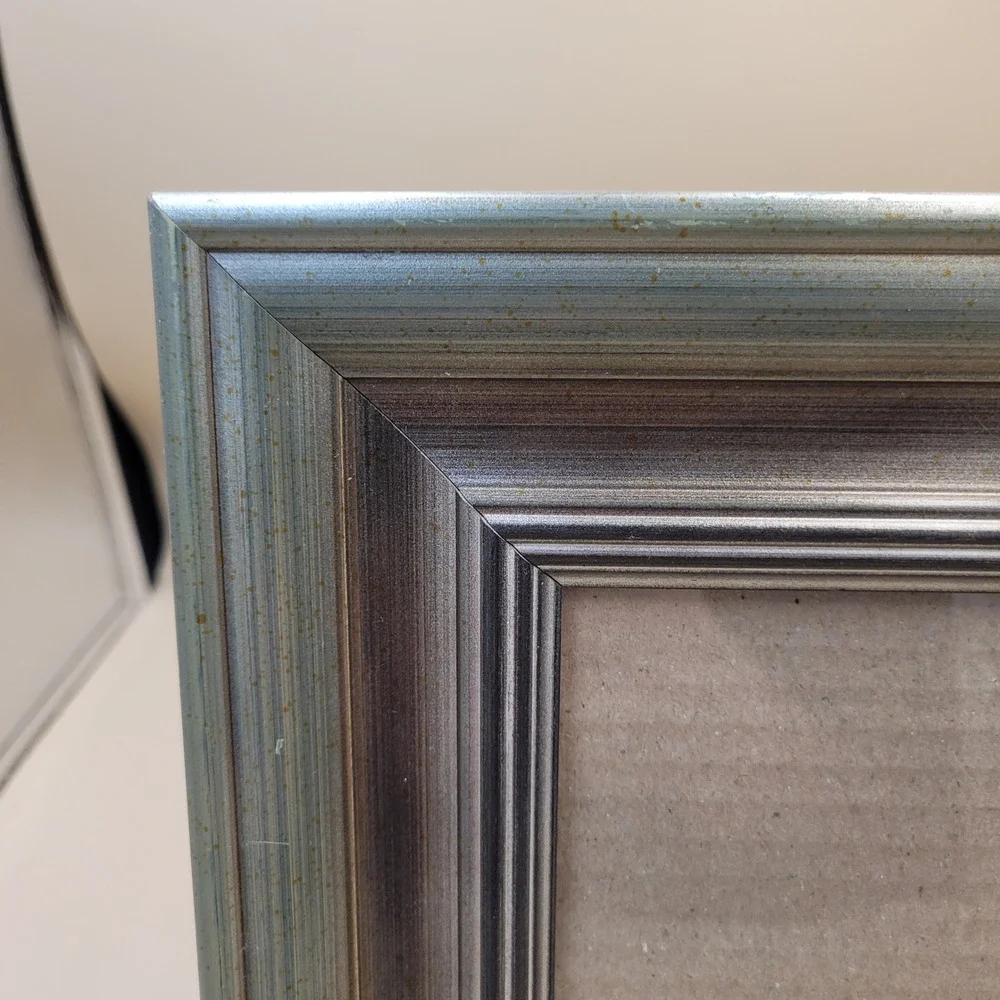 Hobby Lobby Metallic Silver Pewter Tiered Picture Frame Tabletop Wall Mount 5x7